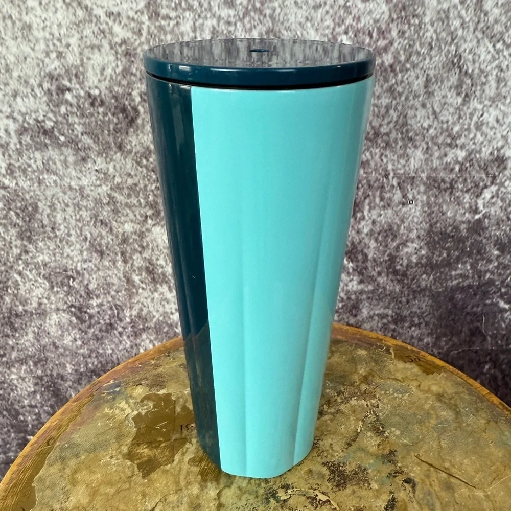 Starbucks 2022 tumbler travel mug Turquoise Teal 2 Tone Metallic Fluted‎ 24 oz
